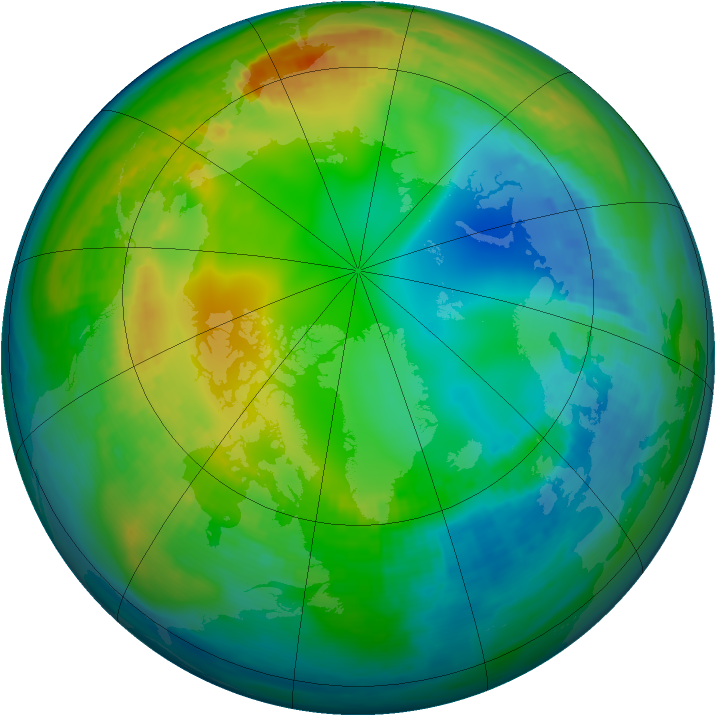 Arctic ozone map for 20 November 1981